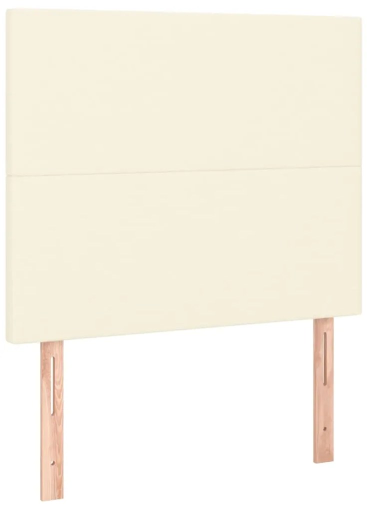Estrutura de cama c/ cabeceira couro artificial 90x200 cm creme