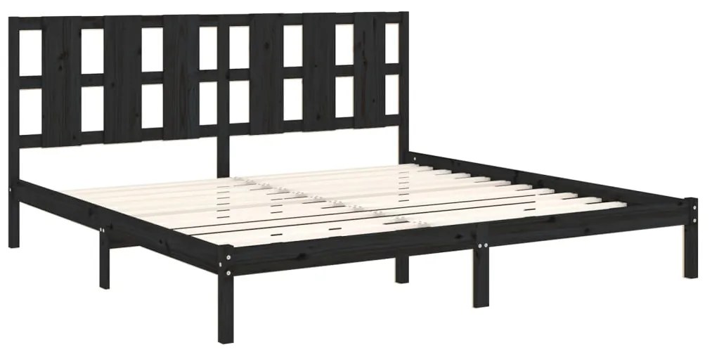 Estrutura de cama 200x200 cm pinho maciço preto