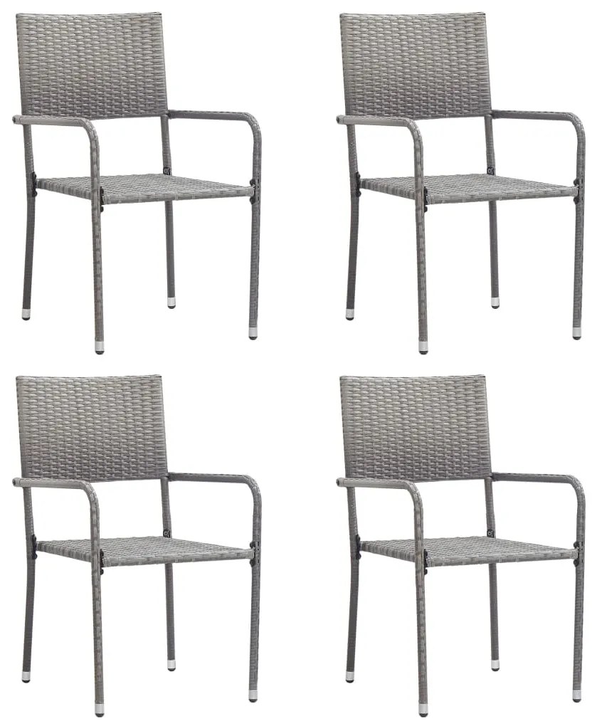 vidaXL Cadeiras de jantar empilháveis para jardim 2 pcs vime PE cinza