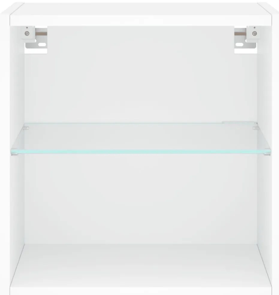 Mesas de cabeceira de parede com luzes LED 2 pcs branco