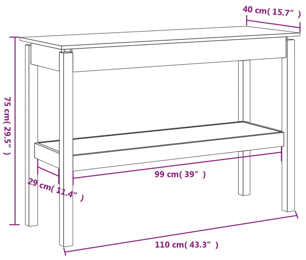 Mesa consola 110x40x75 cm madeira de pinho maciça