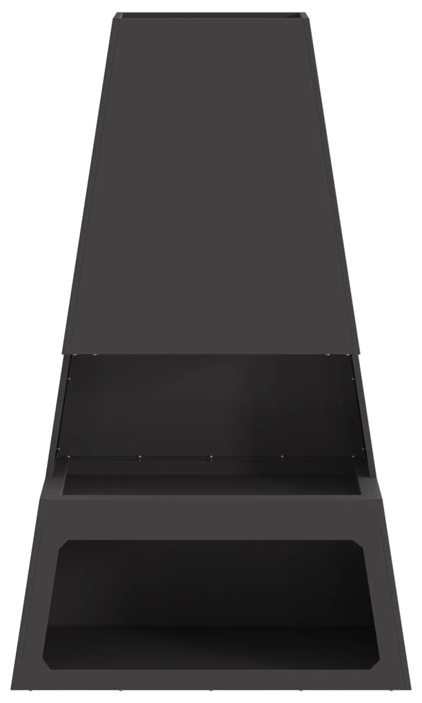 Fogueira vidaXL com armazenamento de lenha Preto 60x35x100 cm Aço