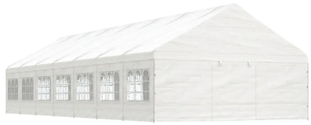 Gazebo com telhado 15,61x5,88x3,75 m polietileno branco
