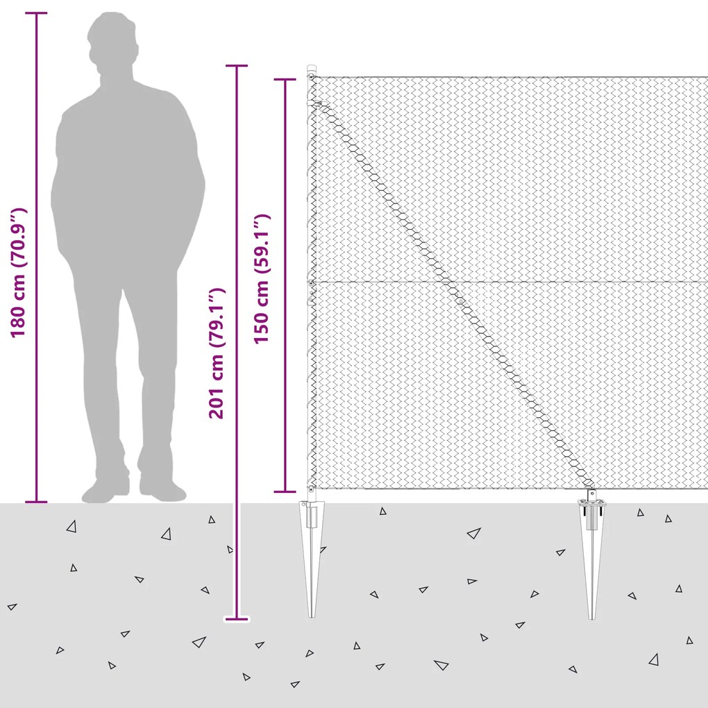 Cerca Hexagonal vidaXL Cinza 1,5x10 m Aço