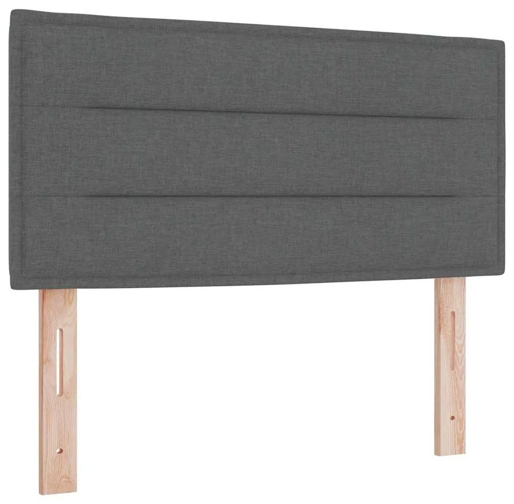 Cama Box Spring com Colchão e LED Cinza Escuro 120x200 cm Tecido