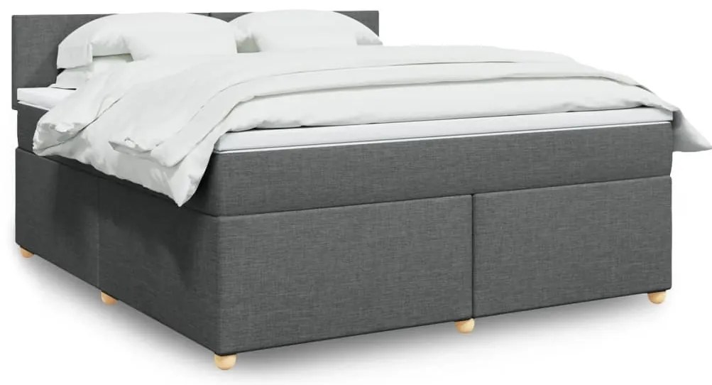 vidaXL Cama com molas/colchão 180x200 cm tecido cinzento-escuro