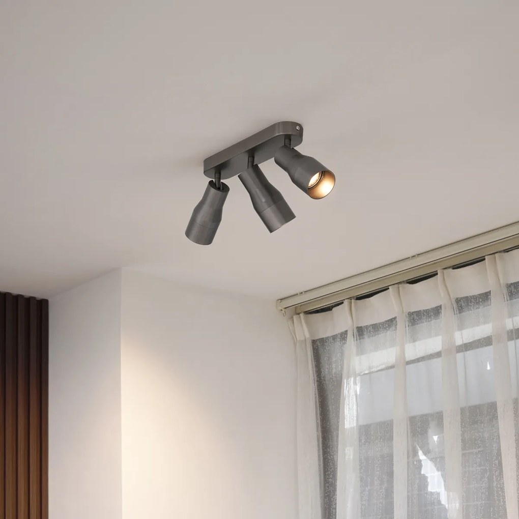 Foco de teto redondo Gunmetal GU10 50mm 3-luzes - Stanley