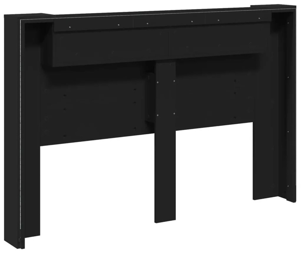 Armário de cabeceira com luzes LED 160x16,5x103,5 cm preto