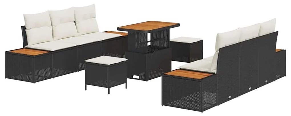 Conjunto de Sofá de Jardim vidaXL 9 Peças com Almofadas Rattan Poli Pr