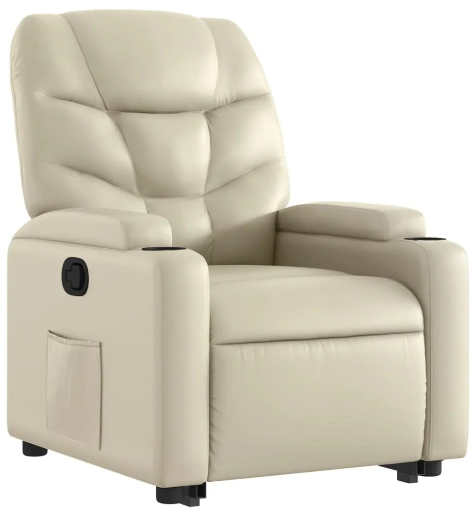 Poltrona reclinável elevatória couro artificial cor creme