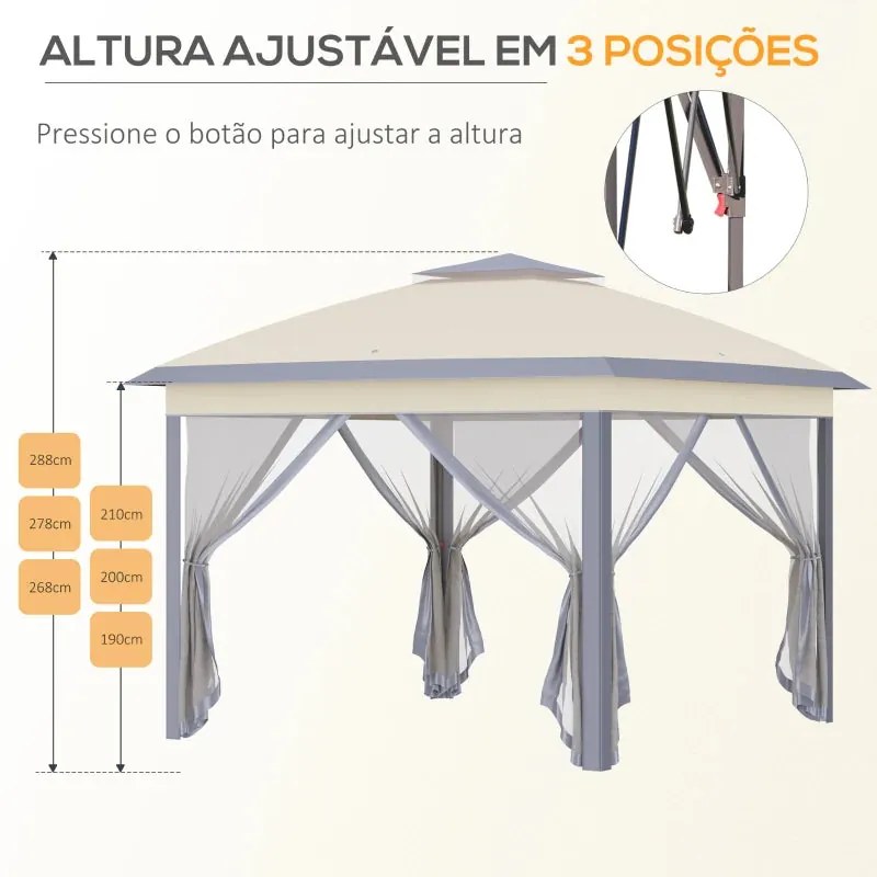 Tenda Dobrável Pop Up com Altura Ajustável – 3x3m – Bege