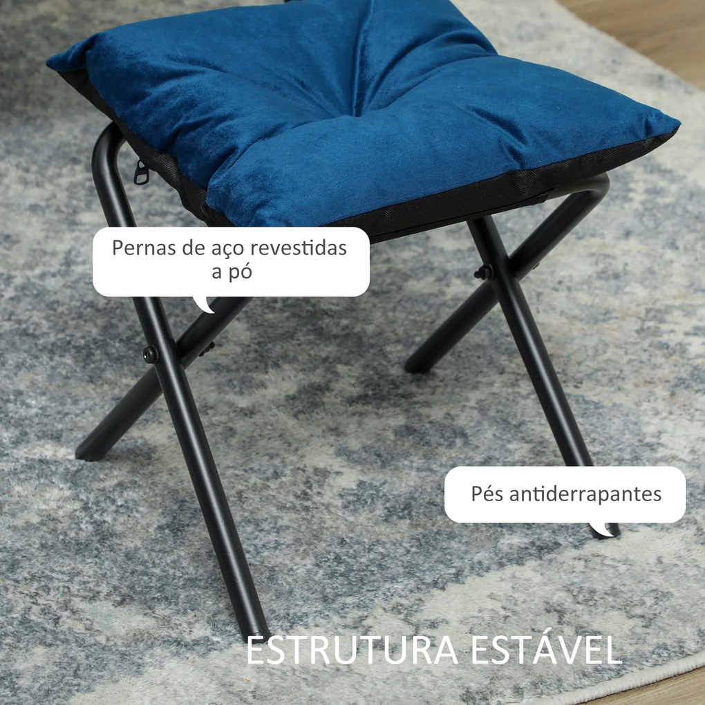 Poltrona Sala de Estar com Apoio para os Pés Poltrona Relax para Leitura com Bolsos Laterais 80x78x100 cm Azul Escuro