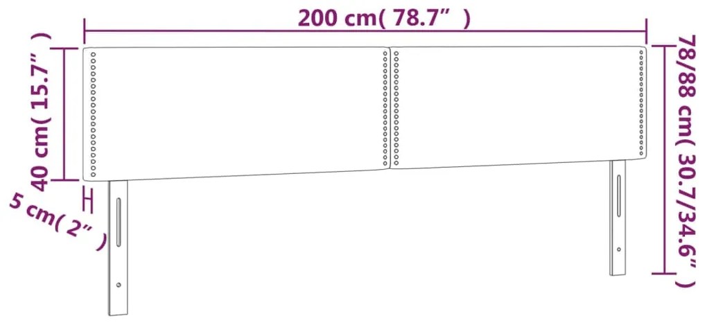 Cabeceira cama c/ LED couro artificial 200x5x78/88cm cappuccino