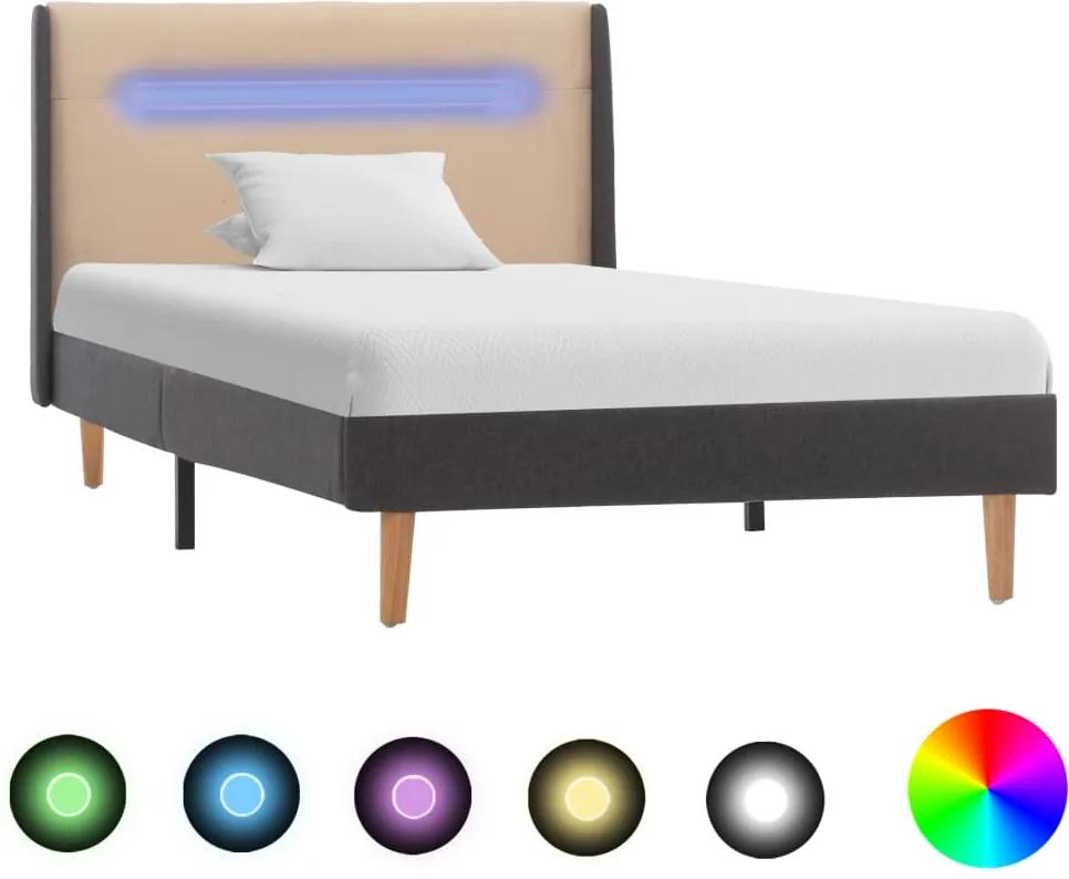 Estrutura de cama com LED em tecido 90x200 cm creme