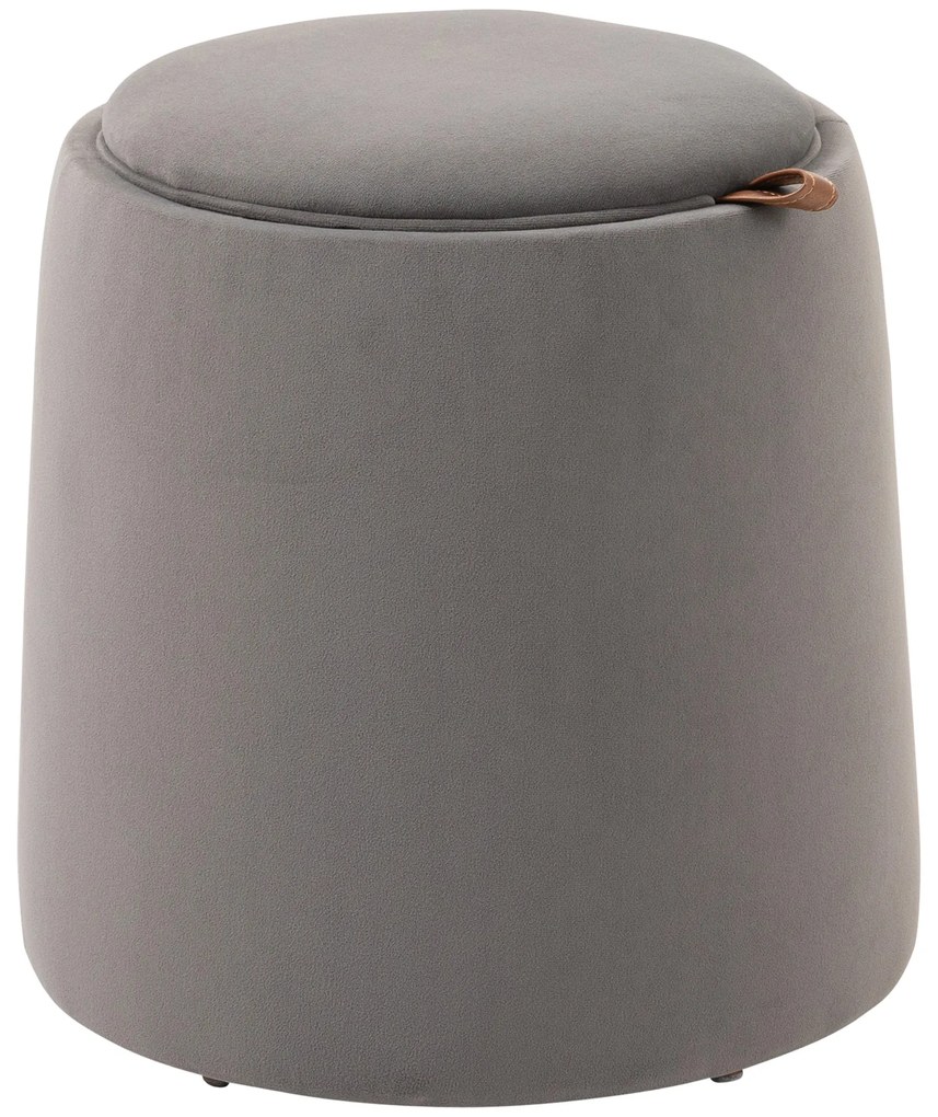 HOMCOM 2 em 1 Puff em Superfície Semelhante a Veludo com Armazenamento e Tampa Removível Φ44x47,5 cm Cinza | Aosom Portugal