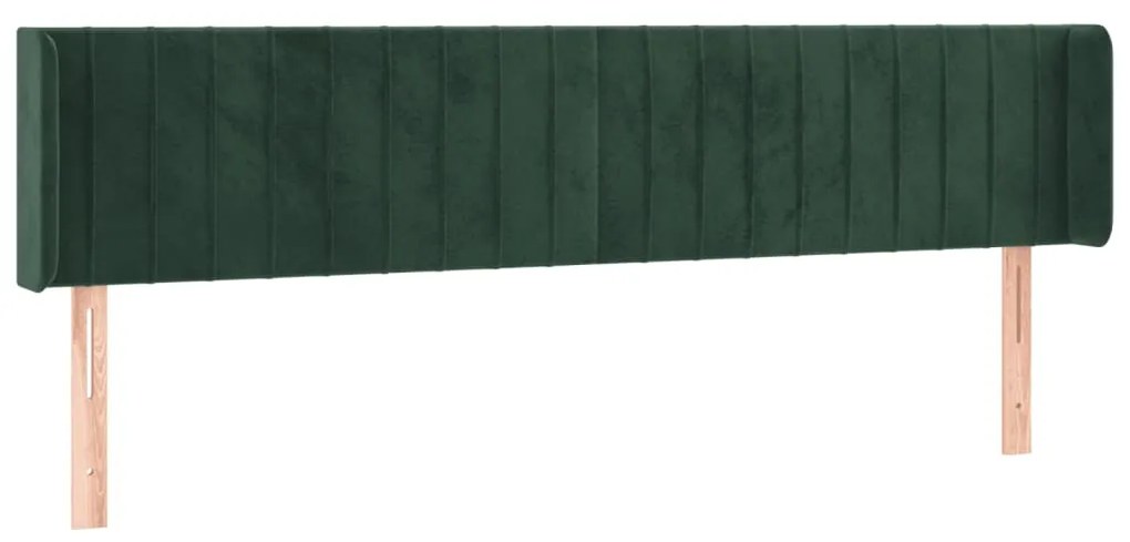 Cabeceira cama c/ luzes LED veludo 183x16x78/88 cm verde-escuro