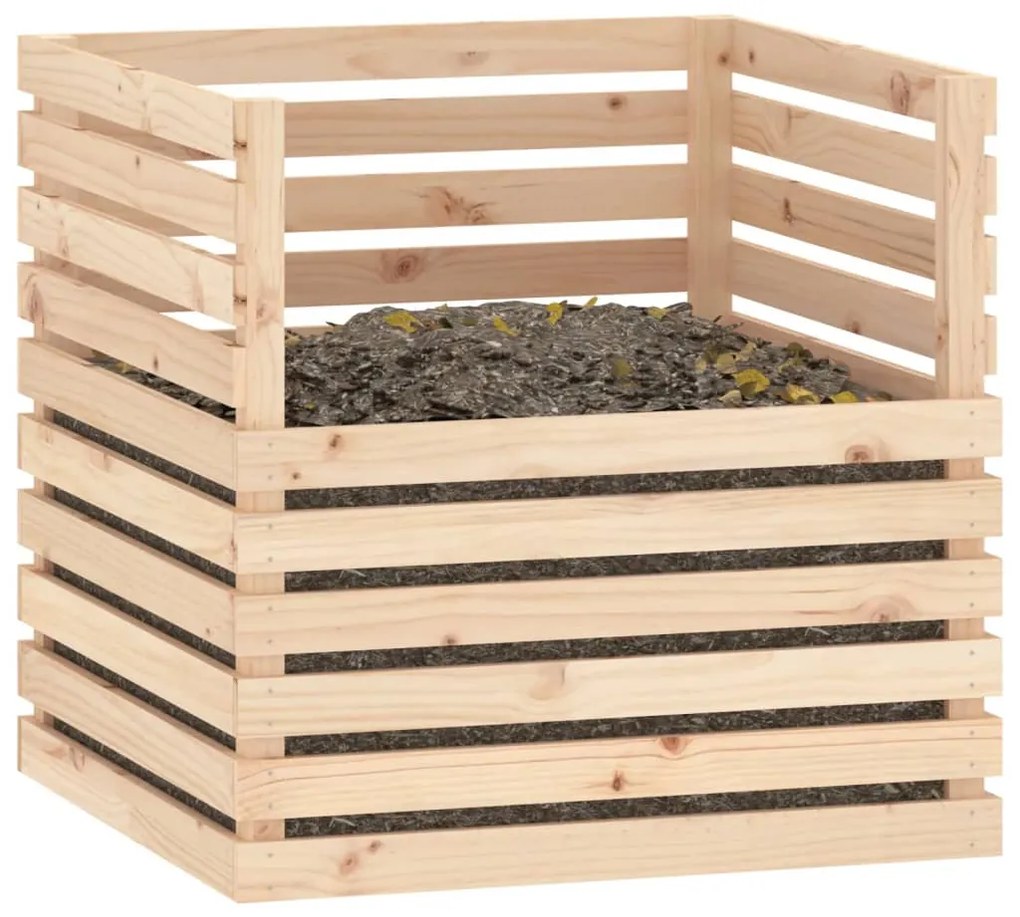 Caixote de compostagem 80x80x78 cm madeira de pinho maciça