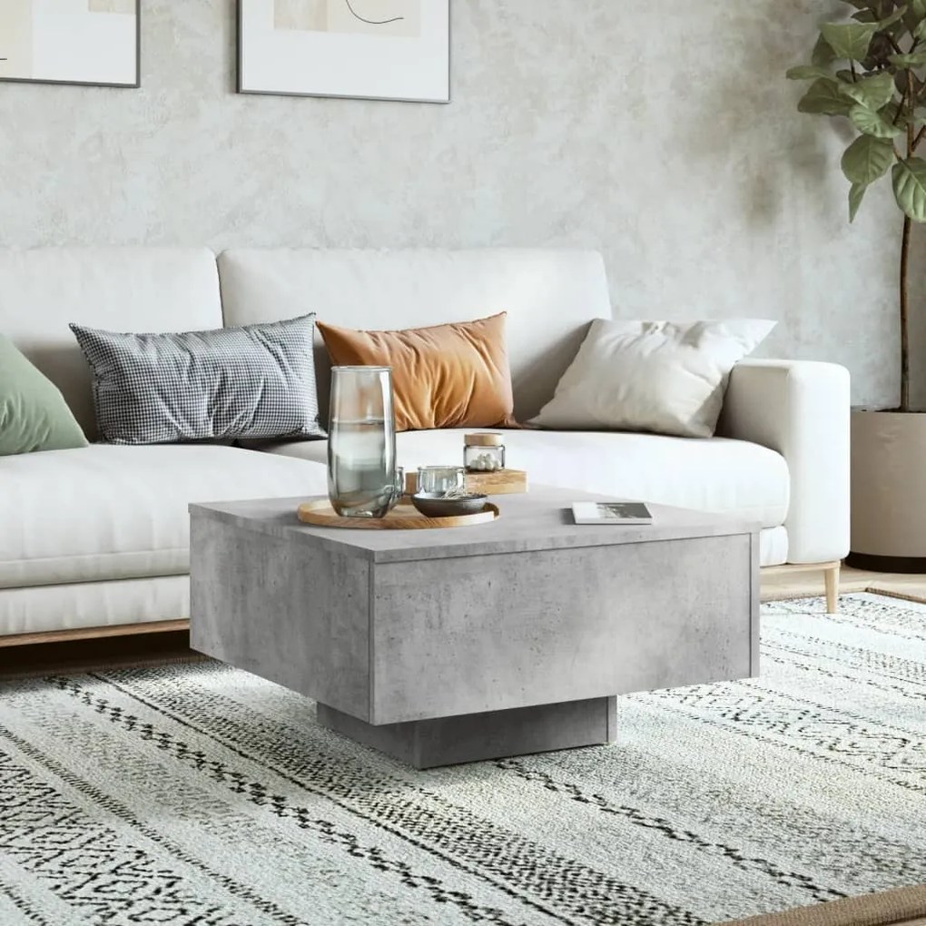 Mesa de centro 60x60x31,5 cm derivados de madeira cinza cimento