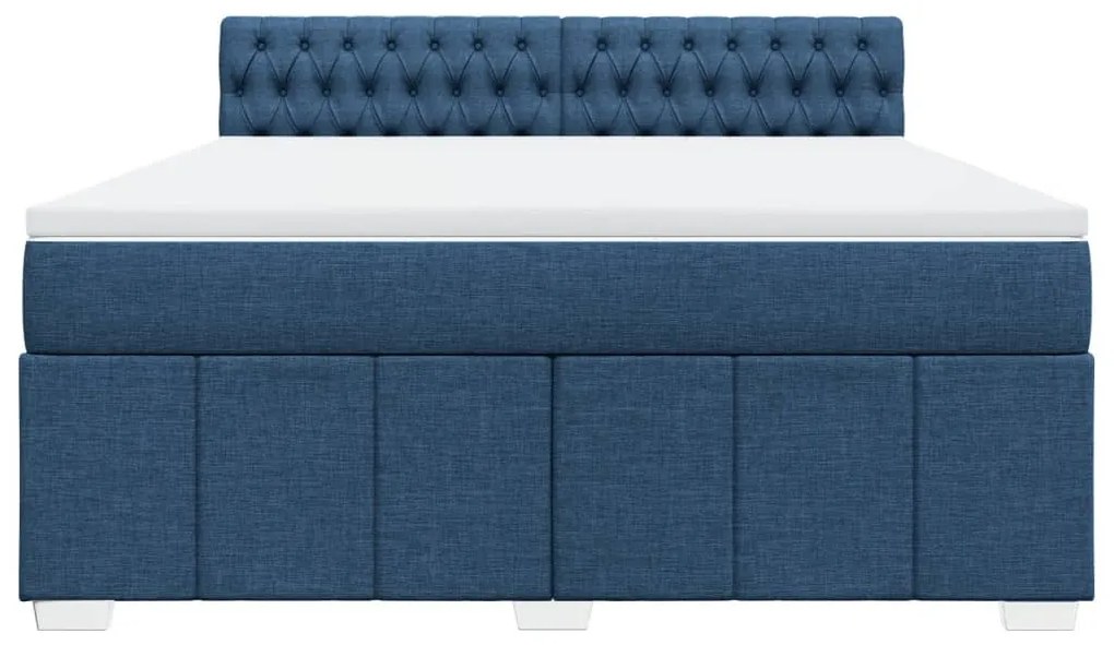 Cama com molas/colchão 180x200 cm tecido azul
