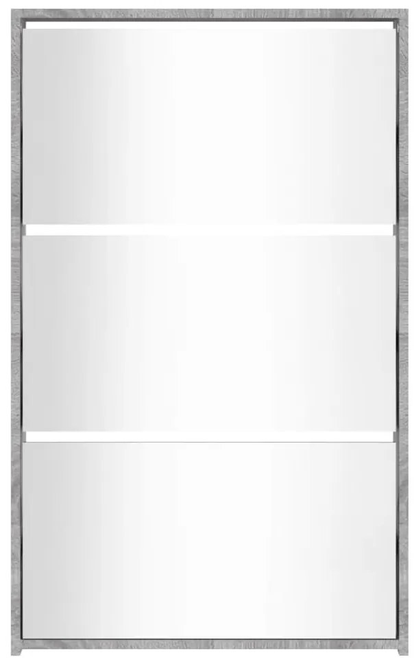 Sapateira com espelho 3 divisórias 63x17x102,5 cm cinza sonoma