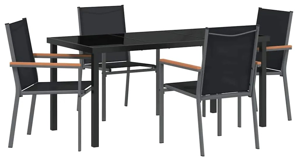 Conjunto de Jantar para Jardim 5 Peças Preto em Textilene e Aço
