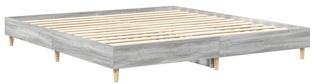 Estrutura de cama sem colchão 200x200 cm cinzento sonoma