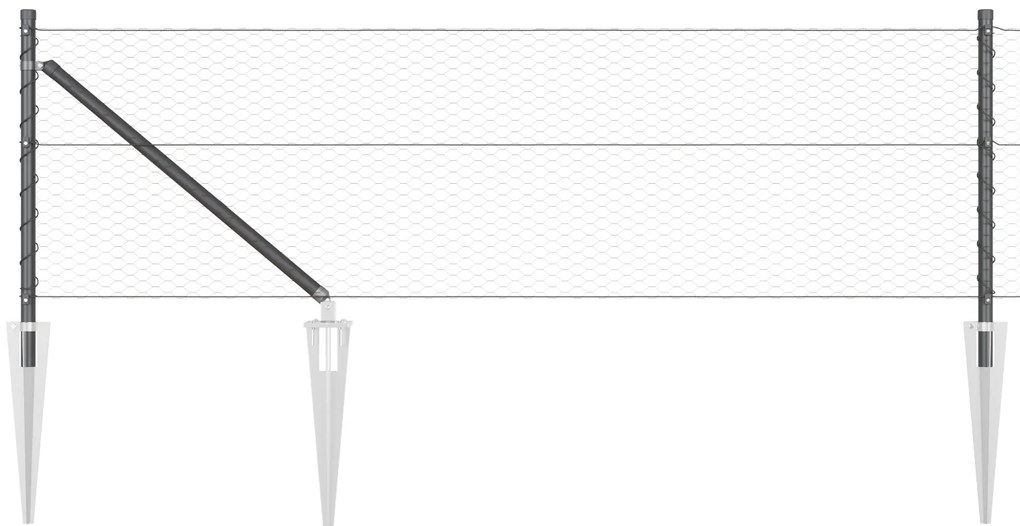 Cerca Hexagonal Cinza 0,6x100 m Aço vidaXL