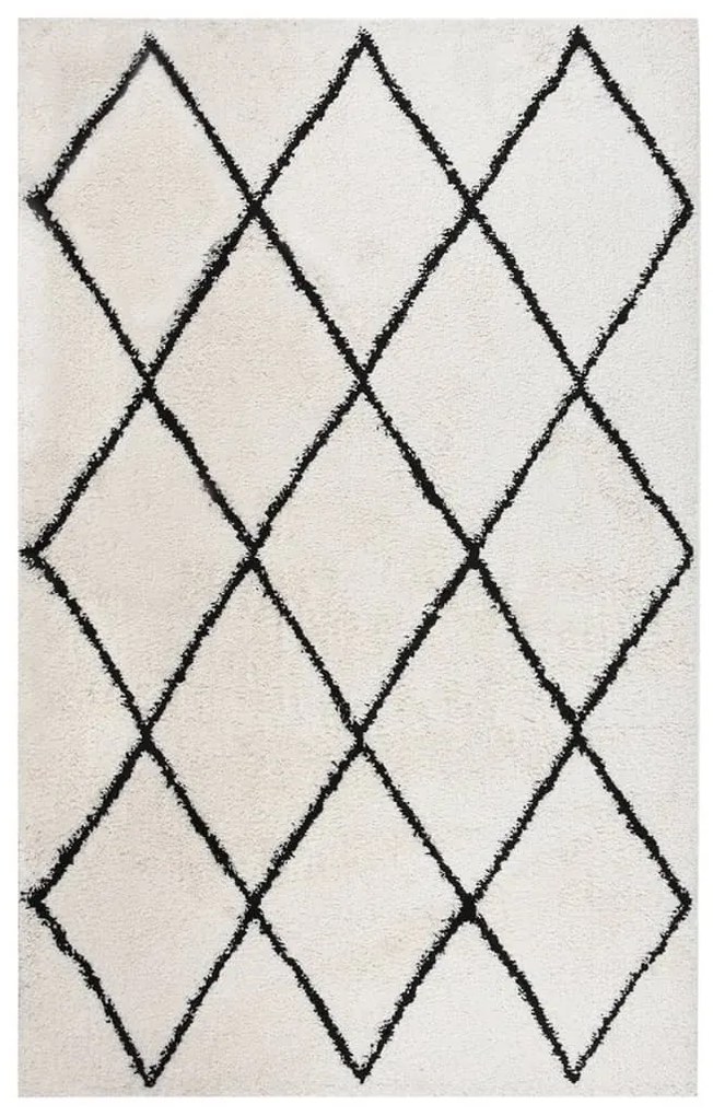 vidaXL Tapete shaggy de pelo alto 200x290 cm preto/cor creme