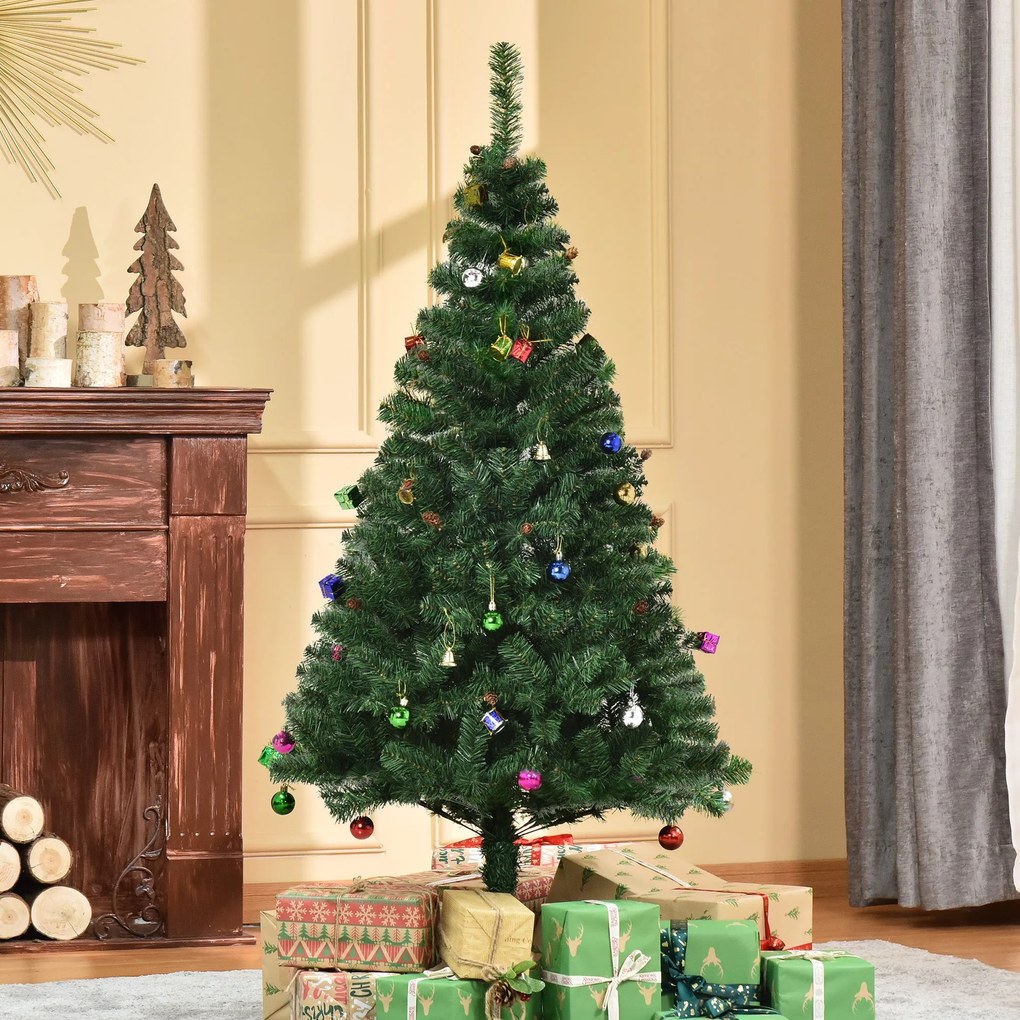 HOMCOM Árvore de Natal Artificial 150cm Ignífugo com 420 Ramos 48 Deco