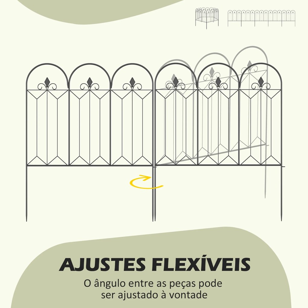 Cercas de Jardim 305x79,5 cm Conjunto de 5 Cercas Decorativas para Jar