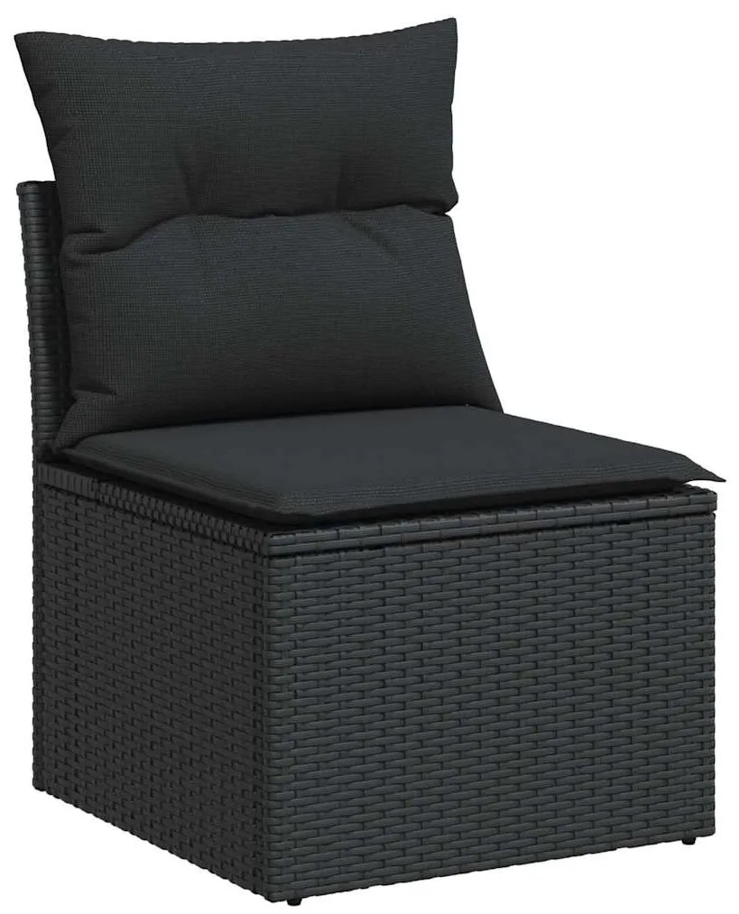 10 pcs conjunto sofás de jardim c/ almofadões vime PE preto