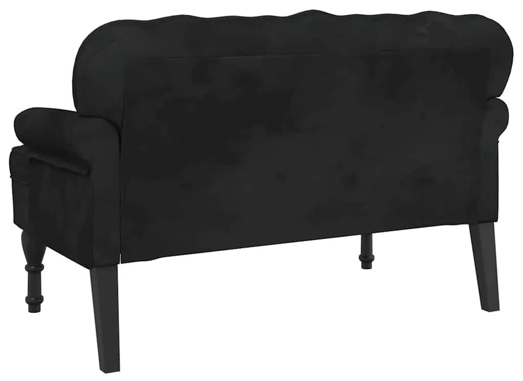 Banco com encosto 119,5x64,5x75 cm veludo preto