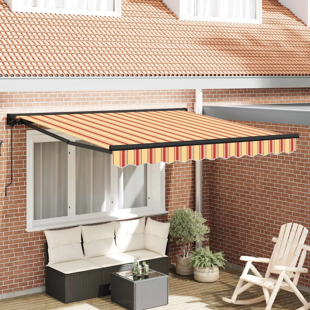 vidaXL Toldo Retrátil Manual Amarelo e Laranja 350x250 cm tecido