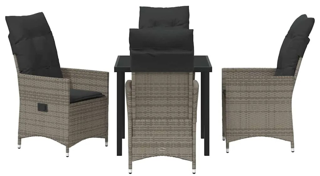 Conjunto de Jantar de Jardim 5 Peças com Almofadas em Rattan Sintético