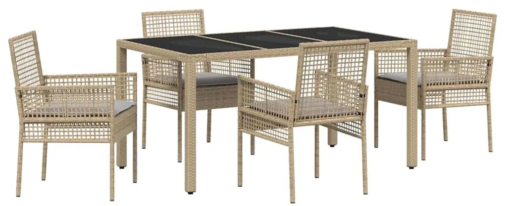 Conjunto de Jantar para Jardim 5 pcs Bege 150 x 90 x 75 cm