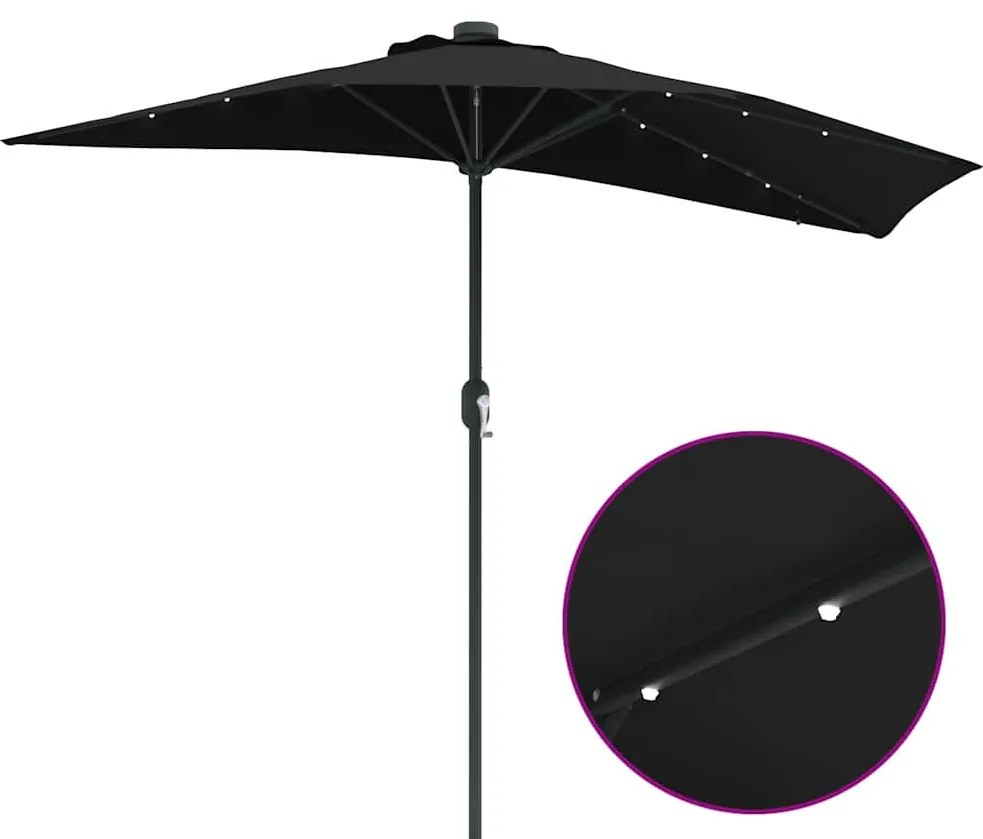 Guarda-sol de Jardim Preto 294 x 150 x 223 cm tecido