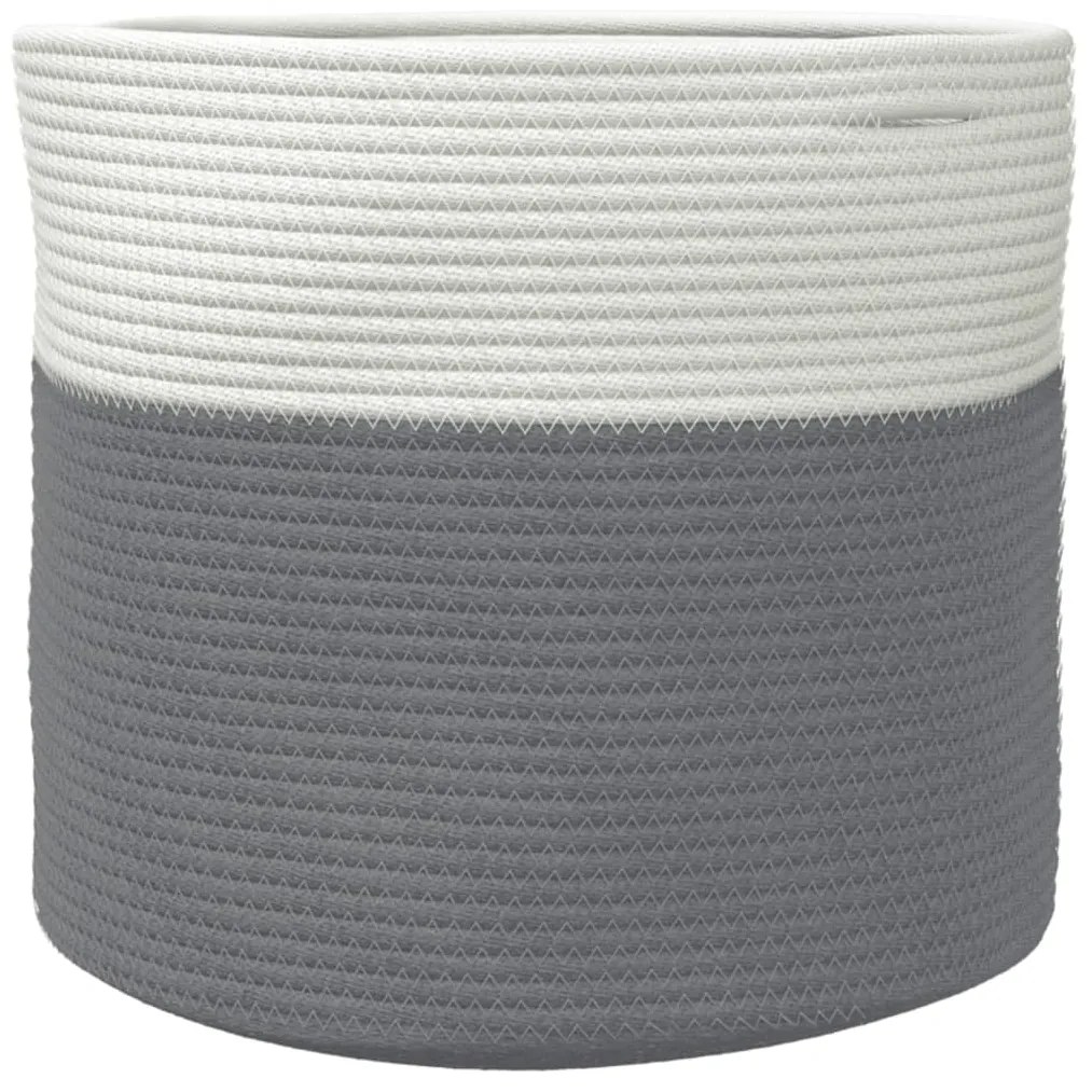 Cesto de arrumação Ø40x35 cm algodão cinzento e branco
