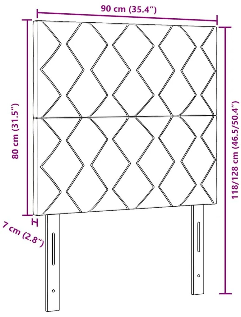 Cabeceira Design de Blocos de Diamante Cinza Escuro 90 cm Tecido