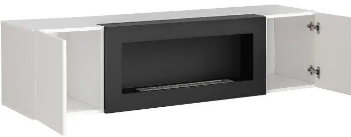 Armario colgante con chimenea modelo Kaira lumbre (160x40cm) en negro