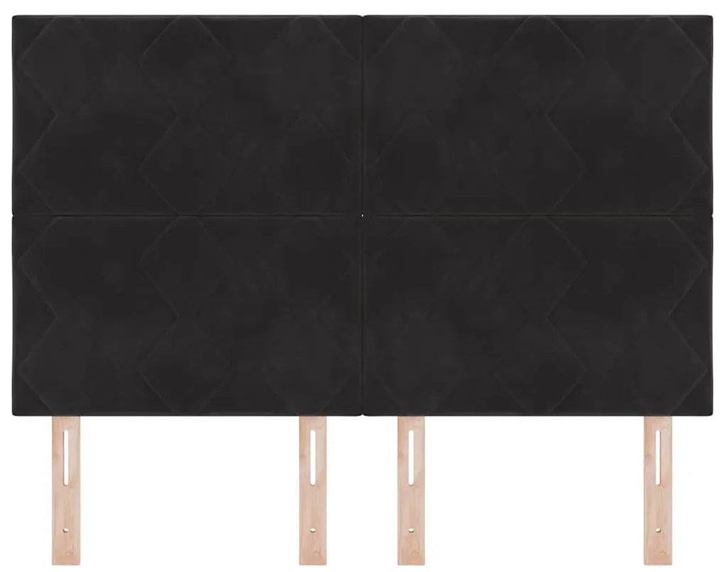Cabeceira LED com Design de Blocos de Diamante Preta 160 cm em Veludo