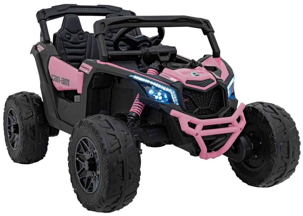 Buggy elétrico para Crianças ATV CAN-AM Maverick 24V 4×4 Rodas Espuma EVA, Assento couro ecológico Preto, Rosa