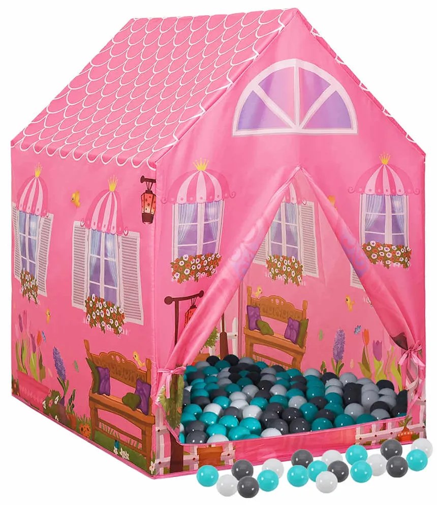 Tenda de brincar infantil com 250 bolas 69x94x104 cm rosa