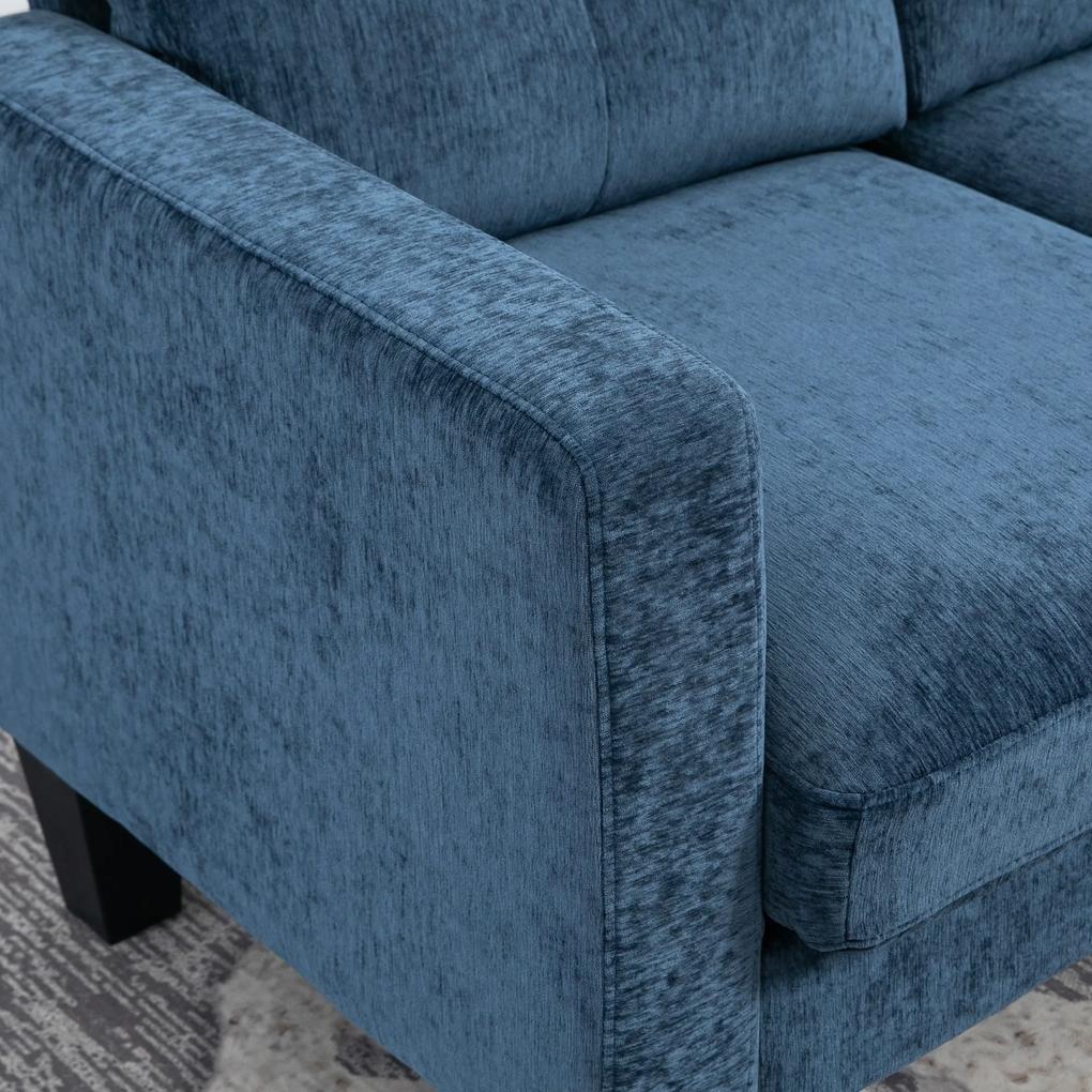 Sofá Chaise Longue Sofá em Forma de L Estofado em Poliéster Sofá de Canto Reversível 186x130x84 cm  Azul