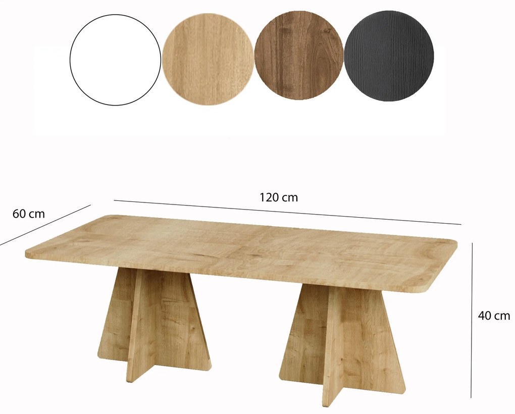 Mesa de Café Mushroom – Cor de Carvalho Safira – 120x40x60 cm