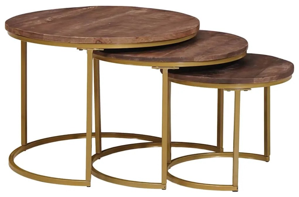 vidaXL Mesas de Café Empilháveis 3 pcs Marrom Escuro