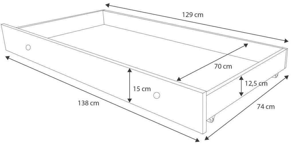 Cama infantil Luk 140x70 com gaveta branca - colchão e estrado incluído
