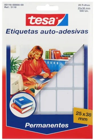 Etiquetas Autocolantes Permanentes 25x38mm Tesa