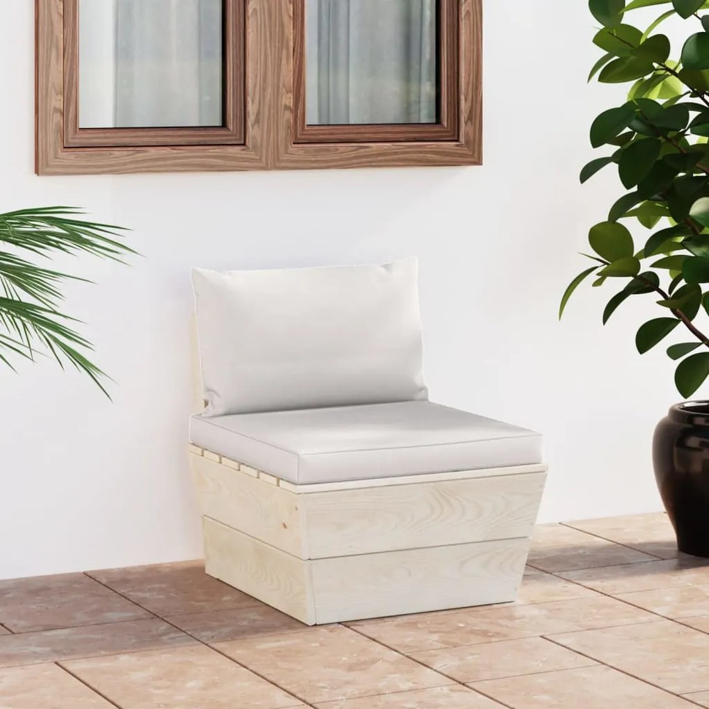 vidaXL Sofá de centro paletes p/ jardim com almofadões abeto impreg.