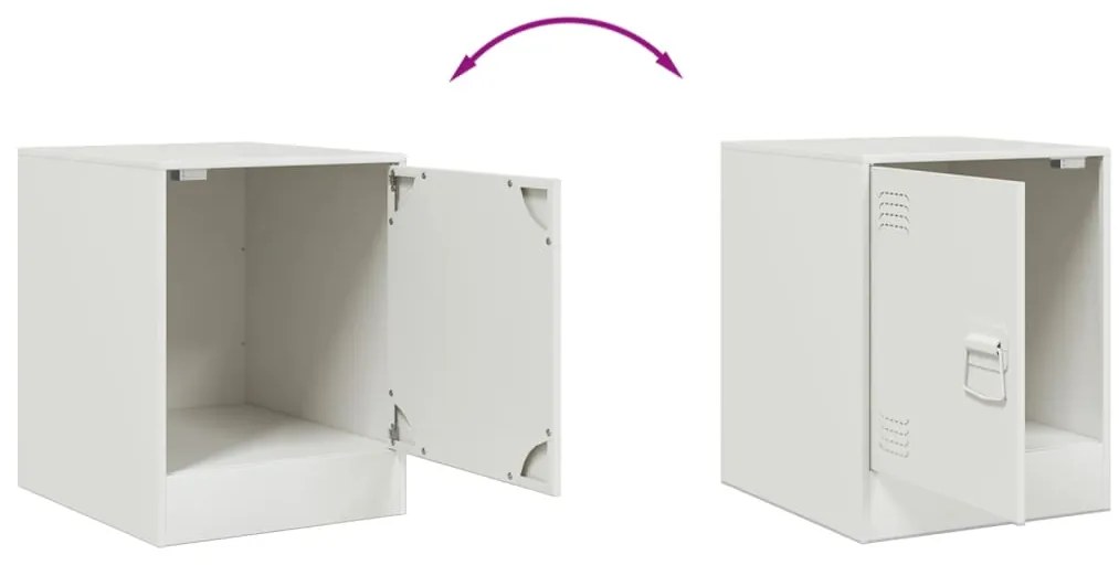 Mesa de cabeceira 34,5x39x44 cm aço branco