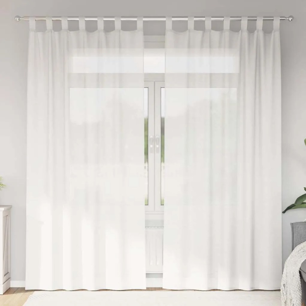 vidaXL Cortinas de voile com laços 2 pcs branco 140x225 cm